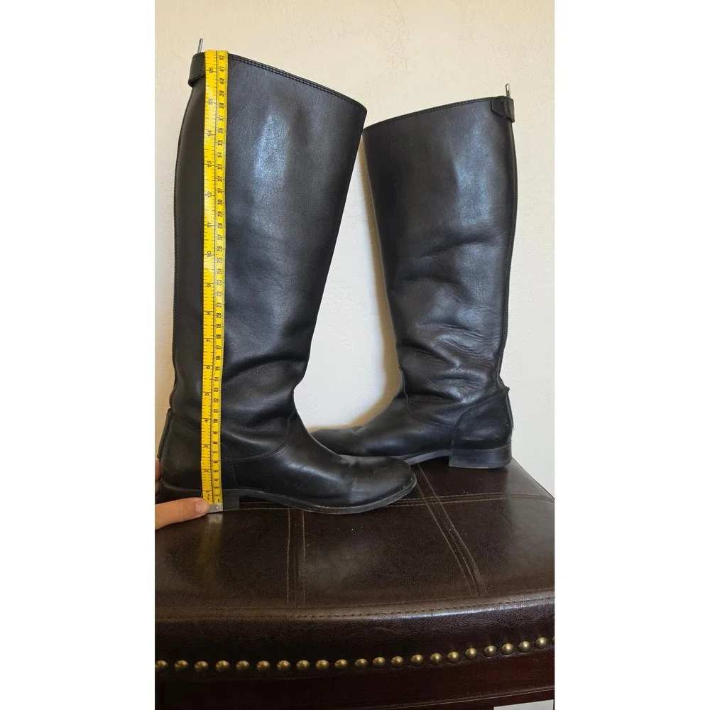 Frye Melissa Old‎ Money Preppy Button Back Zip Riding Leather High Boot sz 8B